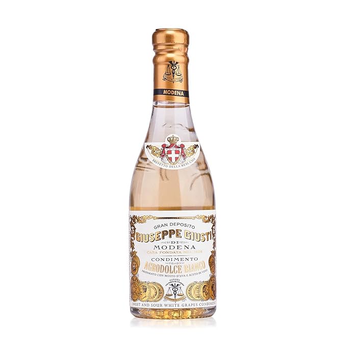 Giusti White Vinegar Dressing – A White Condiment for Cooking and Finishing Dishes such as Salads Vegetables or Fish. Made in Italy with Balsamic Vinegar of Modena – 8.45 fl oz (250 ml) - Pack of 1