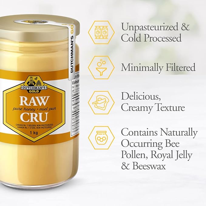 Dutchman's Gold Raw Honey - 2.2 lbs - Unfiltered - Non-pasteurized - Kosher