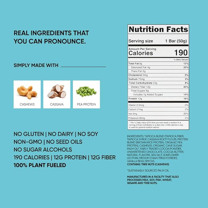TRUBAR Vegan Protein Bars 15 Count Variety Pack Oh Oh Cookie Dough Daydreaming About Donuts &amp Smother Fudger Peanut Butter Gluten Free Plant Based Dairy Free High Fiber On-the-Go Healthy S
