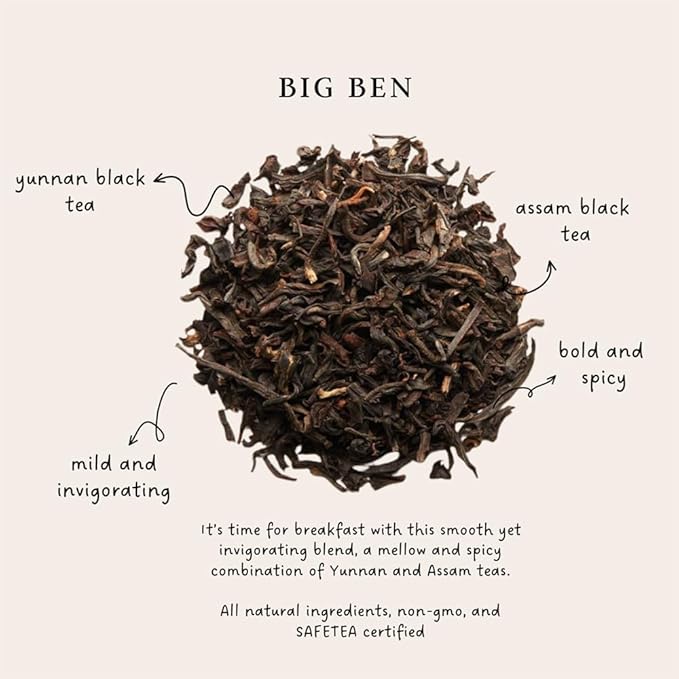 Palais des Thés - Big Ben English Breakfast - Yunnan &amp Assam Black Tea - Premium Loose Leaf Serves 20-25 Cups - 3.5oz Tin