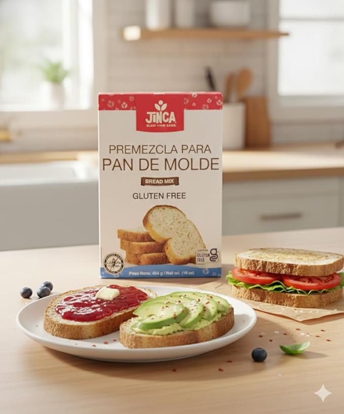 Jinca Gluten-Free Bread Mix Rice &amp Cassava Flour Blend Vegan Dairy-Free Soy-Free No Sugar Added Easy Homemade Sandwich Loaf Mix 16 oz (454g)