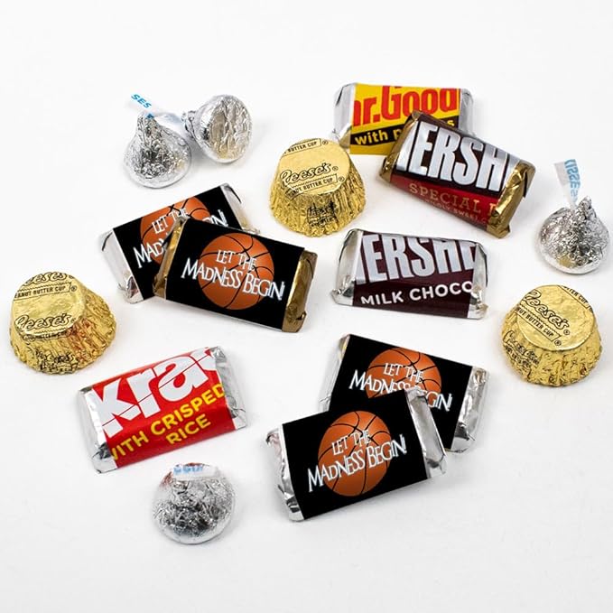 110 Pcs Basketball Party Candy Favors Chocolate Mix Let the Madness Begin (1.62 lbs Approx. 110 Pcs) - Black
