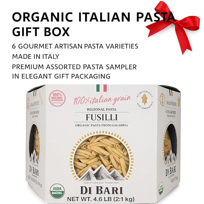 Pasta Italiana Organic Italian Pasta Gift Box - 5 Gourmet Artisan Varieties Made in Italy Premium Gift Set with Elegant Packaging