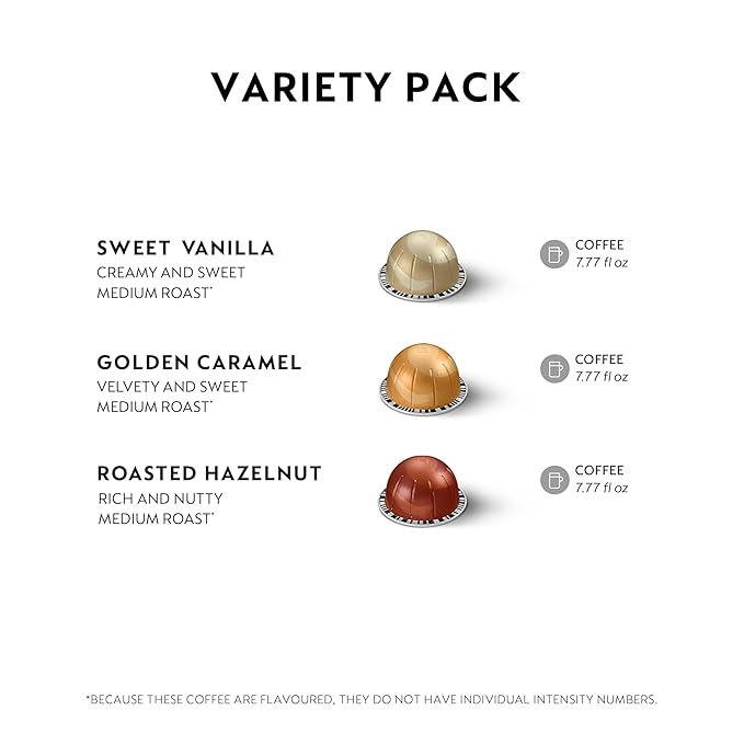 Nespresso Capsules Vertuo Barista Flavored Pack Medium Roast Coffee 30 Count Coffee Pods Brews 7.8oz.