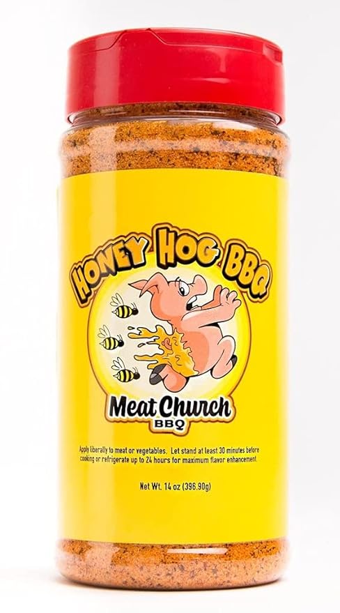 Meat Church BBQ Rub Combo: Honey Hog (14 oz) and Holy Gospel (14 oz) BBQ Rub and Seasoning for Meat and Vegetables Gluten Free One Bottle of Each