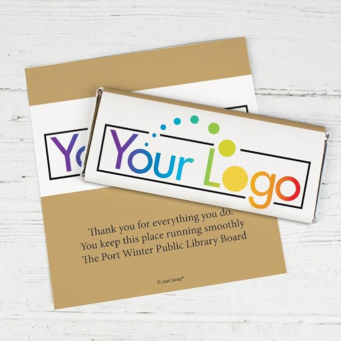 50ct Promotional Products Add Your Logo Personalized Wrappers for Candy Bars - Gold - Candy Not Included