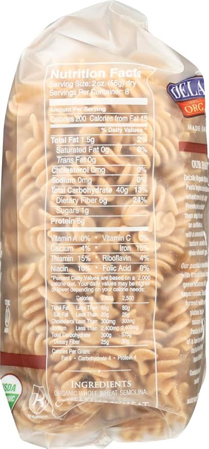 DeLallo Organic Whole Wheat Fusilli #27 16-Ounce Units (Pack of 16)