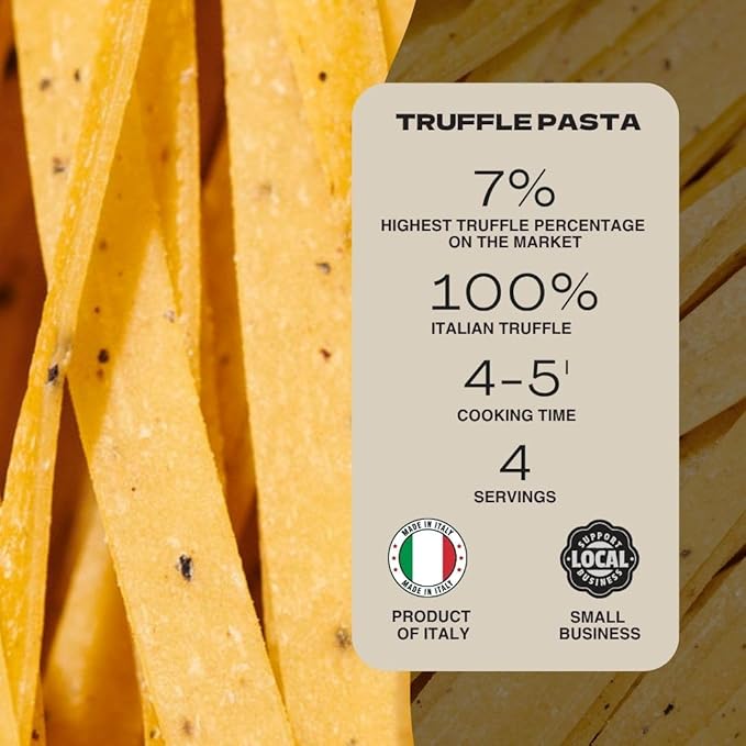 TRFL - Black Truffle Tagliatelle Pasta with 7% Real Truffle in Every Strand Egg Noodles Extra Wide Unique Gourmet Food Handcrafted in Alba Italy Ideal Gifts for Foodies 4 Servings 8.8 oz (250 g)