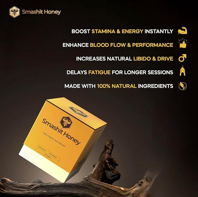 SmashIt Extreme Honey Packs Yellow Natural Honey with Jelly Bee Pollen and Resealable Honey Bae 10 Satchets - 20g per Satchet