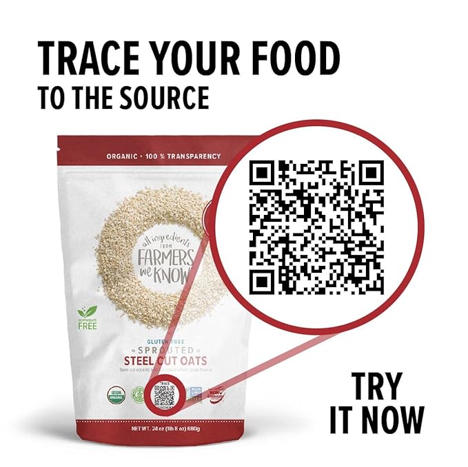 One Degree Organic Foods Sprouted Steel Cut Oats USDA Organic Non-GMO Gluten Free Oatmeal 24 oz. 8 Pack