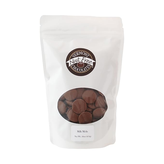 Vermont Nut Free Chocolates Melts (Milk) 16 Ounces 2 Bags Nut-Free Egg-Free Kosher