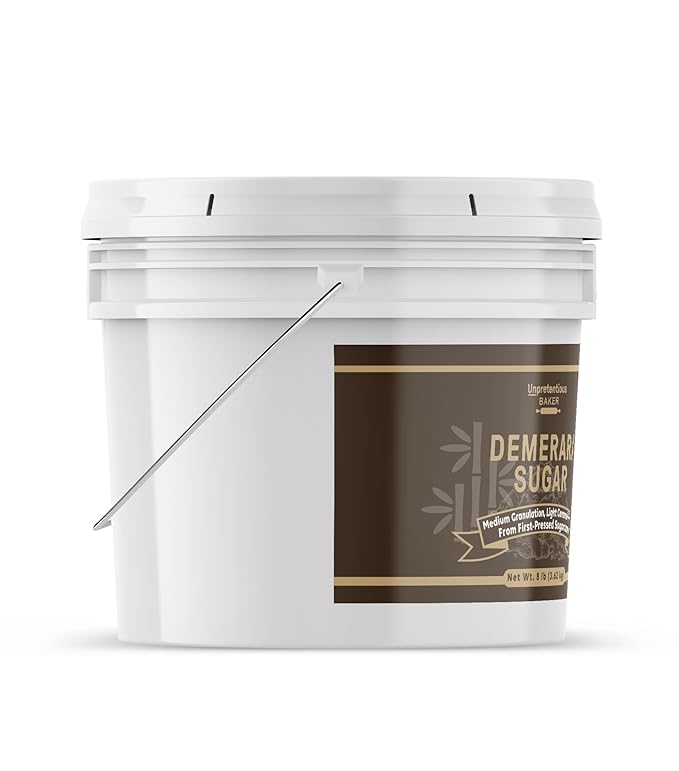 Unpretentious Demerara Sugar Raw First-Pressed Sugarcane Crystals For Drinks &amp Baking (1 Gallon)