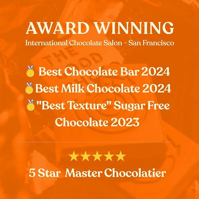 THE GOOD CHOCOLATE – Coconut Turmeric Dark Chocolate Bars with Zero Sugar &amp Lower Net Carbs – Keto Chocolate Bar with Lower Calories All Natural and Non-GMO Keto Snacks 2.5 oz (6 Bars Value Pack