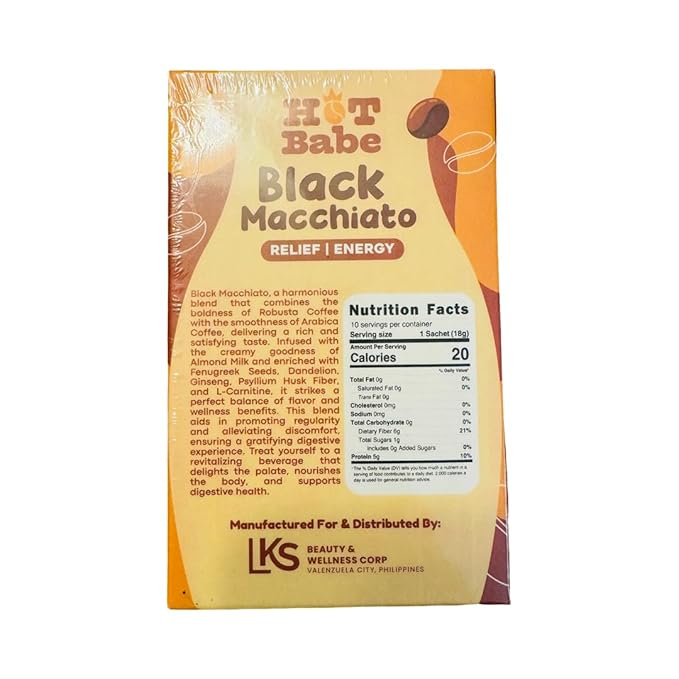 Hot Babe Black Coffee Mix by Kiray Celis (10 Sachets Black Macchiato)