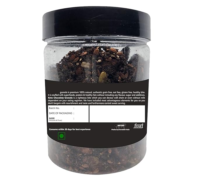 Keto Chocolaty Almond Granola 250G | Low Carb Cereal Gluten &amp Grain Free- Low Fat High Protein Keto Cereals Energy Snack