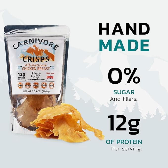 Carnivore Crisps Chicken Breast All Natural High Protein Keto &amp Carnivore Diet Approved Gluten-Free No Hormones 1.5 oz (Pack of 3)