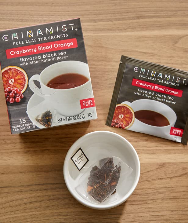 China Mist Full Leaf Tea Satchets Cranberry Blood Orange Flavored Black Tea with Other Natural Flavor (6 boxes)