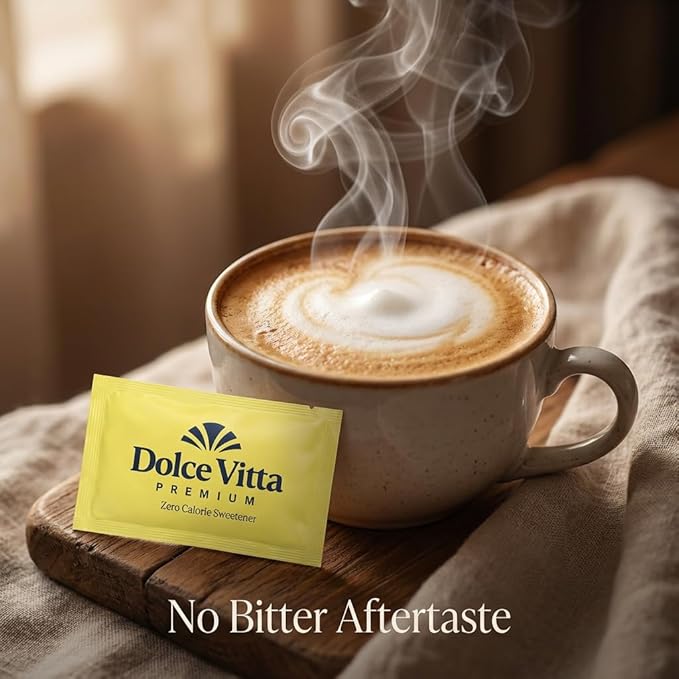 Dolce Vitta Premium Sucralose Sweetener Yellow Sweetener Bulk Pack 500 Individual Packets Zero Calorie Sugar Substitute for Coffee &amp Tea