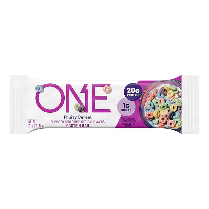 ONE Protein Bars Fruity Cereal Gluten Free with 20g Protein and 1g Sugar Pantry Staples 2.12 oz (12 Count) Packaging May Vary (Pack of 2)