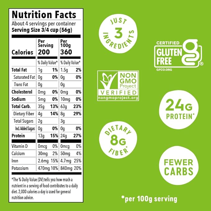 Veggiecraft Farms Rotini Pasta - NEW IMPROVED RECIPE - Protein Pasta Lentil Pasta w/Cauliflower &amp Peas High Protein Noodles Low-Carb Non-GMO Vegan Gluten Free - 8 oz (8 Ounce (Pack of 3)