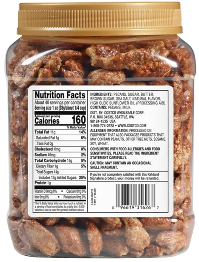 Kirkland Signature Praline Pecans 2.5 lbs. Item 1209607. Bundle with MORALZA Silicone Collapsible Cup 200ml - 2 Items.