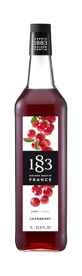 1883 Cranberry for Drinks Made in France 1 Liter Glass Bottle