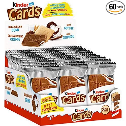 kinder cards chocolate wafers (30 pack of 2)