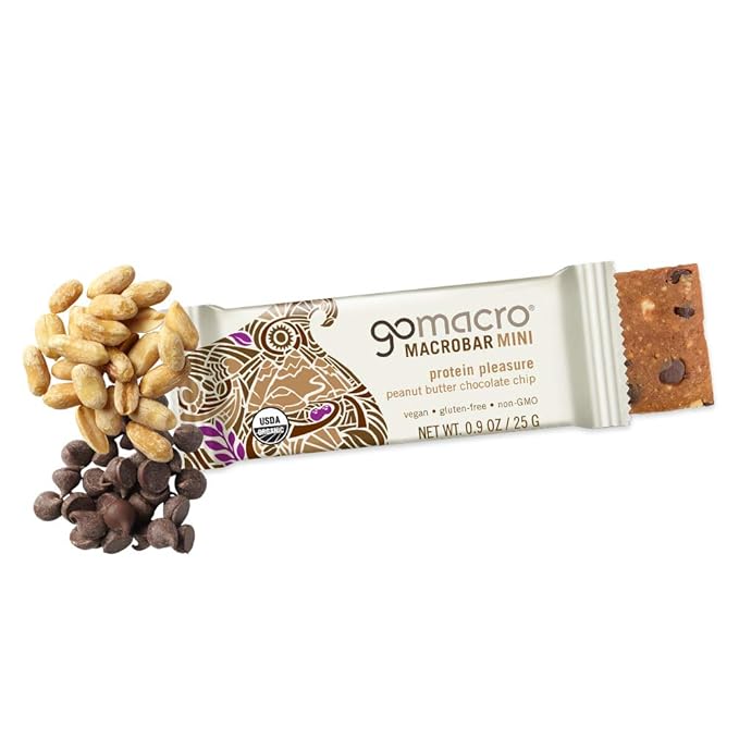 GoMacro MacroBar Mini (0.90 Ounce Bars 24 Count) and MacroBar (2.4 Ounce Bars 12 Count) Organic Vegan Snack and Protein Bars Bundle - Peanut Butter Chocolate Chip