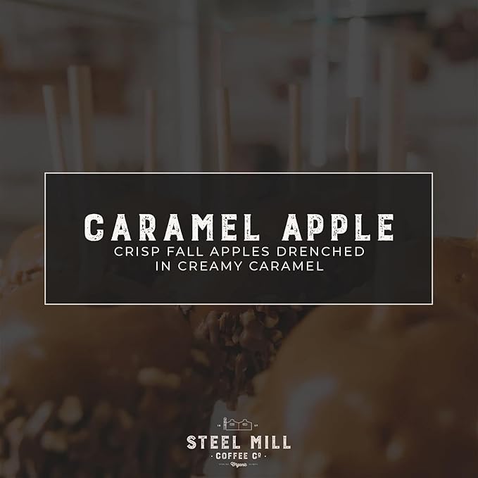 Steel Mill Coffee Co. Caramel Apple Whole Bean Coffee – 2 LB Bag | Medium Roast Colombian Arabica | Vegan Gluten-Free Sugar-Free Dairy-Free | Grown in Colombia