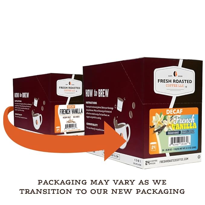Fresh Roasted Coffee Decaf French Vanilla Flavored Coffee Pods 72 Count