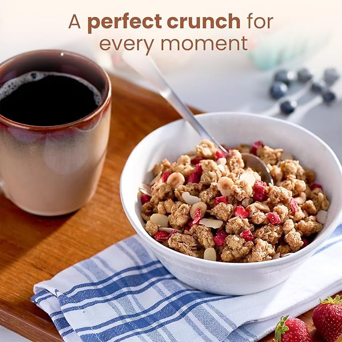 Granola 2 Pounds | Perfect breakfast blend it contains grains almonds and hazelnuts with strawberries and raspberry bits (1 Pack)