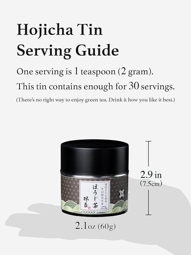 HAYASHIYA Hojicha Powder Kyoto Uji Japanese Roasted Green Tea Latte Powder Low caffeine (60g / 2.1oz)