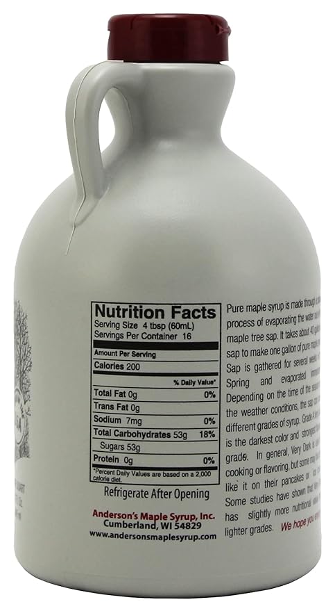 Anderson's Maple Syrup Inc. Very Dark in 32 oz. plastic Jug brown