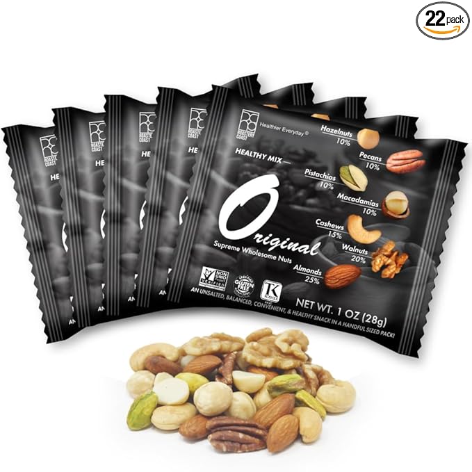 Roastery Coast - Mixed Nuts Variety Pack for Adults | Healthy Snacks | Individual Packs | Unsalted | No Peanuts | Assorted Nuts Snack | Pistachios | Almonds | Hazelnuts | Pecans | Slow Dry-Roasted