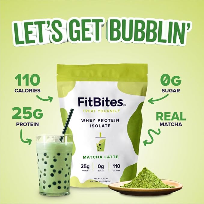 100% Whey Isolate Protein Powder (Matcha Latte) 5.9g BCAAs Gluten Free Zero Sugar Fast Absorbing Easy Digesting