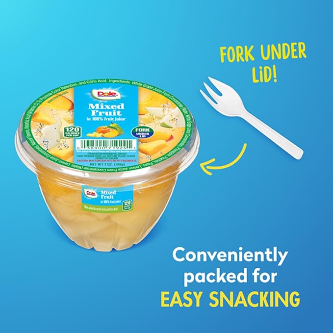 Dole Fruit Bowls Mixed Fruit in 100% Juice Snacks 7oz 12 Total Cups Gluten &amp Dairy Free Bulk Lunch Snacks for Kids &amp Adults