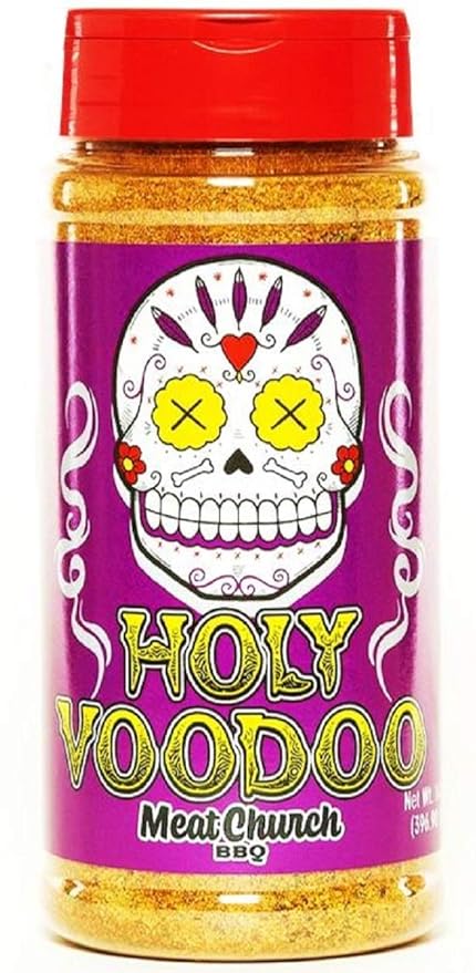 Meat Church BBQ Rub Combo: Holy Gospel (14 oz) and VooDoo (14 oz) BBQ Rub and Seasoning for Meat and Vegetables Gluten Free One Bottle of Each