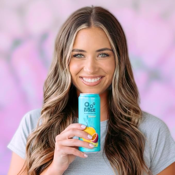 OoMee Fruity Matcha Drink | Passionfruit &amp Yuzu | Fruit-Infused Plant-Based Vegan Beverage with Sustained Energy Natural Craving Support Low-Calorie Non-Carbonated Marine Plant Beverage – 12oz