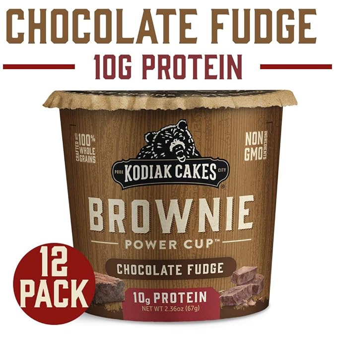Kodiak Cakes Chocolate Fudge Brownie in a Cup 2.36 Ounce (Pack of 12) (Packaging May Vary)