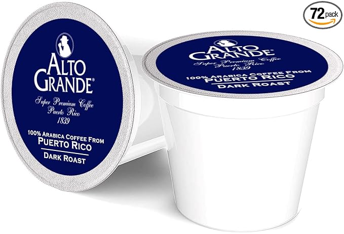 Alto Grande Ground Dark Roast Arabica Coffee Single-Serve Pods 72 Count Compatible with Keurig K Cup Brewers