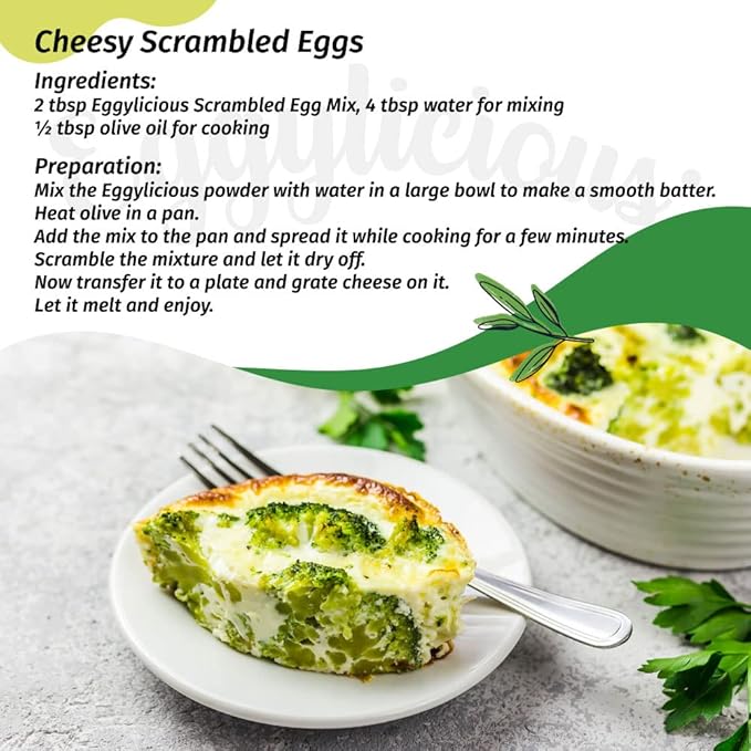 Eggylicious - PACK of 4 - Egg Scramble Mix – Made w/Hormones Free Whole Eggs/Protein Packed –Easy &amp Delicious Breakfast - For Outdoors/Camping/Backpacking – Preservatives Free-Easy Storing 1 lb Ja