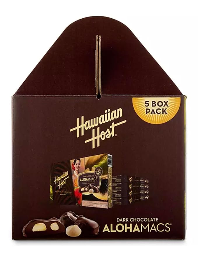 Dark Chocolate Covered Macadamia Nuts by Hawaiian Host 5 Box Tote - 5 ounces
