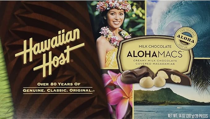 Hawaiian Host Alohamacs Milk Chocolate The Original Chocolate Covered Macadamia Nut 42 Ounce - SET OF 2