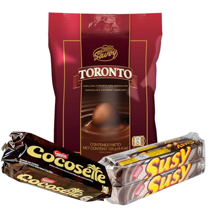 Toronto Chocolate - Cocosette - Susy Venezuela Candy Food Assorted Cookies Wafers And Chocolate Covered Hazelnut Individually Wrapped Candies Mix Variety Pack International Venezuelan Food Sweet Snac