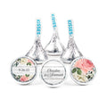 90 Pcs Personalized Wedding Candy Party Favors Silver Kisses with DIY Stickers Bulk Chocolate - Pink Floral - Assembly Required