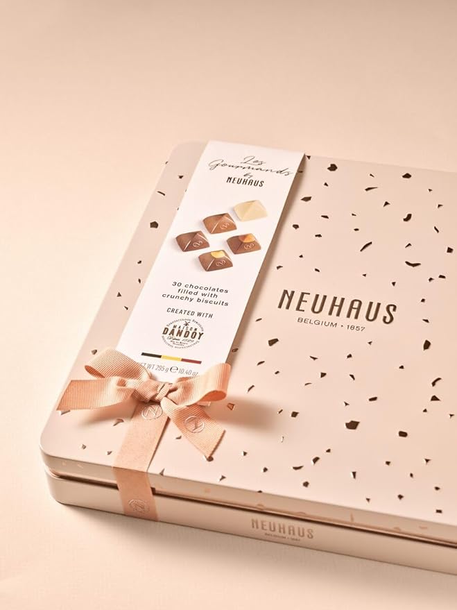 Neuhaus Belgian Chocolate Les Gourmands – 30 Pieces Assorted Milk White &amp Dark Chocolate Pralines – Crunchy Artisanal Biscuits - Gourmet Chocolate Gift
