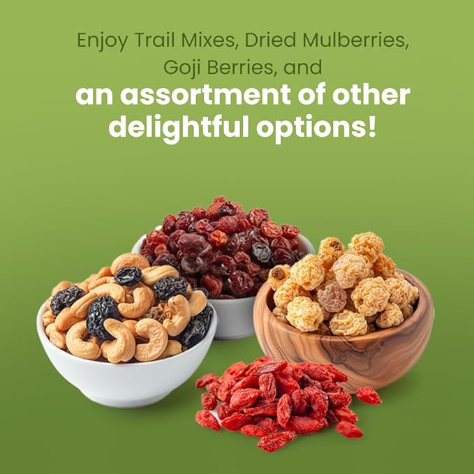 Organic White Mulberries - Sun Dried 100% Pure - No Sugar Added - Exotic All Natural Raisin Alternative - Superfood Fruit Snack for Trail Mix Smoothies Yogurt Cooking Baking - Bulk 5 lb Size