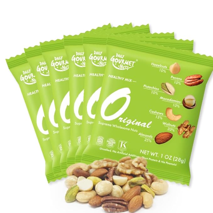 Daily Gourmet Nuts - Unsalted Mixed Nuts Snack Packs/Individually Wrapped Snacks/Nut Snacks/No Peanuts/Healthy Trail Mix Individual Packs/Deluxe Assorted Snacks / 48 Packs