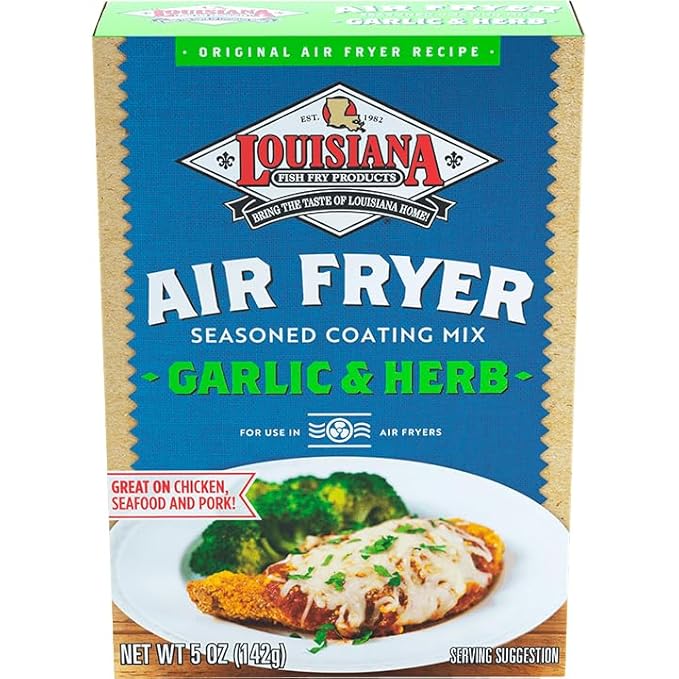 Louisiana Fish Fry Products Air Fry Variety Pack - Chicken Garlic &amp Herb and Lemon Pepper 5 Oz Pack of 6 - (2 of Each)