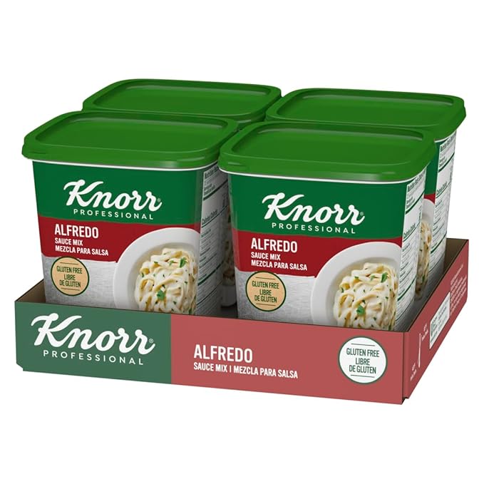 Knorr Professional Alfredo Sauce Just Add Water Convenience Mix 1.33lb (Pack of 4) Classic Alfredo Pasta Sauce Made With Real Parmesan Cheese and Cracked Black Pepper No Artificial Colors Flavors